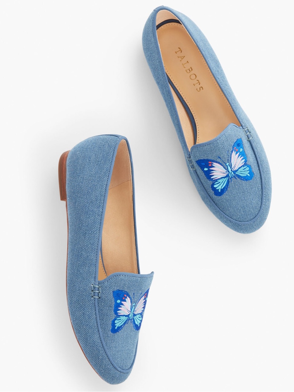 TALBOTS Ryan Butterfly Denim Loafers Flat NEW Size 9